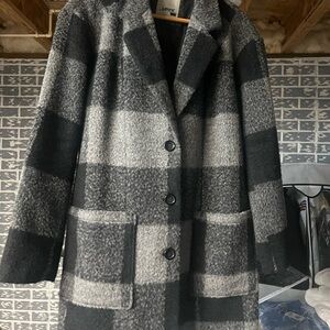 Levi's Black & Gray Plaid Pea Coat
